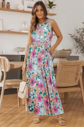 Floral Print High Waist Maxi Dress