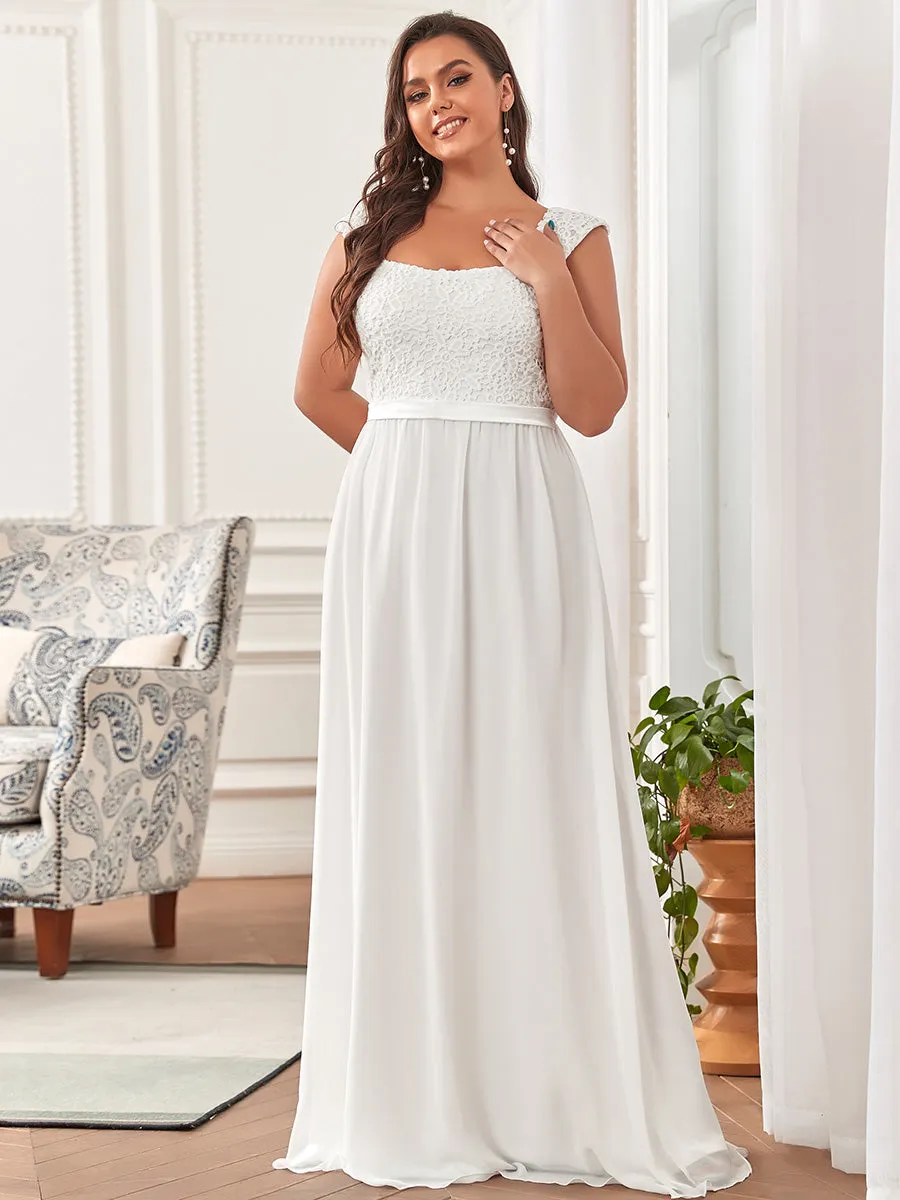 Plus Size A Line Chiffon Wholesale Bridesmaid Dress With Lace Bodice